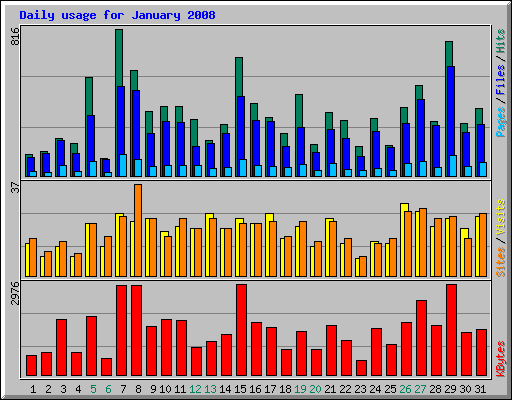 Daily usage for January 2008