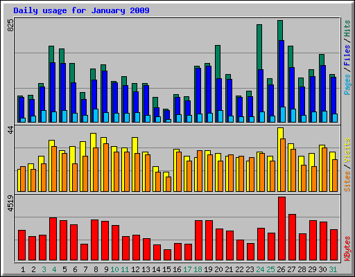 Daily usage for January 2009