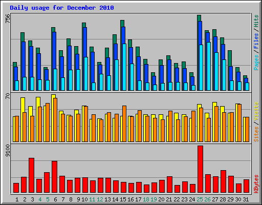 Daily usage for December 2010
