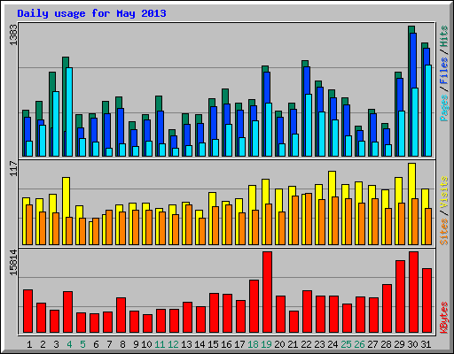 Daily usage for May 2013
