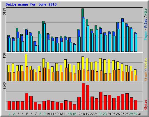 Daily usage for June 2013