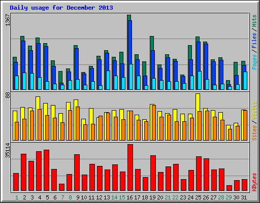 Daily usage for December 2013