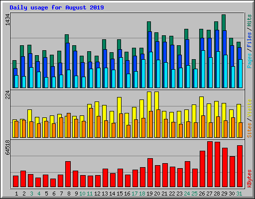 Daily usage for August 2019