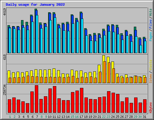Daily usage for January 2022