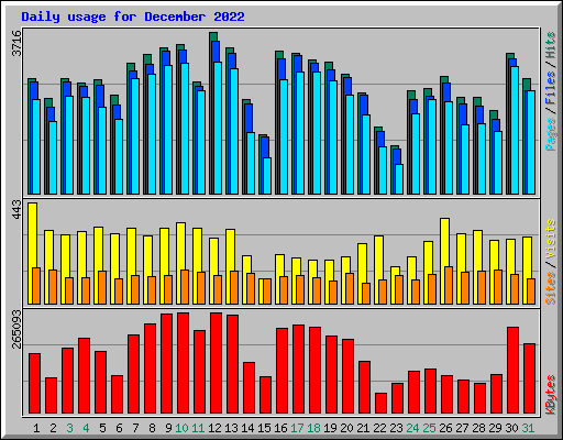 Daily usage for December 2022