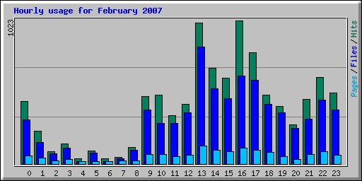 Hourly usage for February 2007