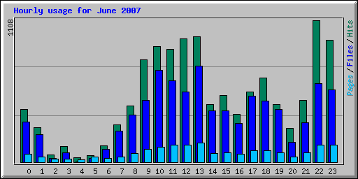 Hourly usage for June 2007