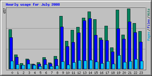 Hourly usage for July 2008