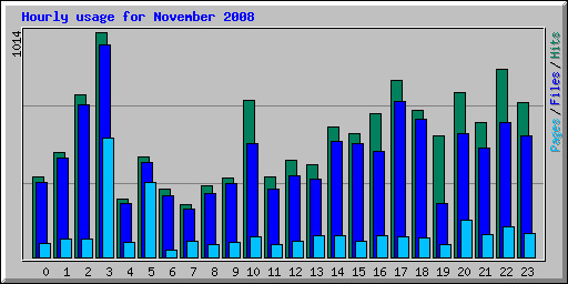 Hourly usage for November 2008
