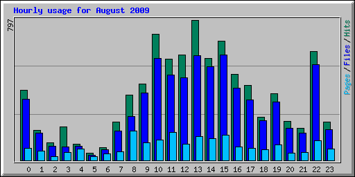 Hourly usage for August 2009