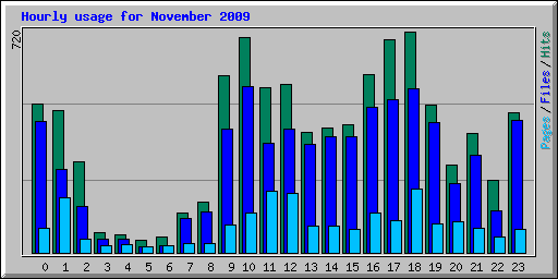 Hourly usage for November 2009