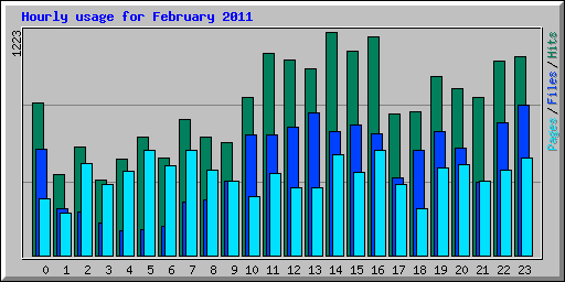 Hourly usage for February 2011