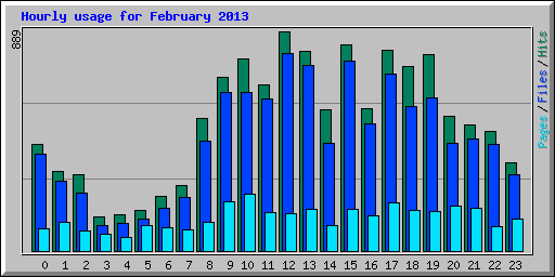 Hourly usage for February 2013
