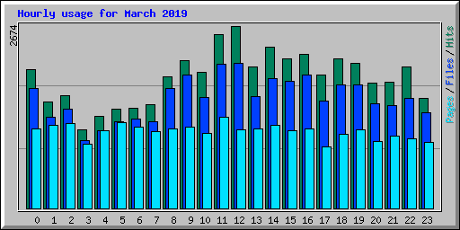 Hourly usage for March 2019